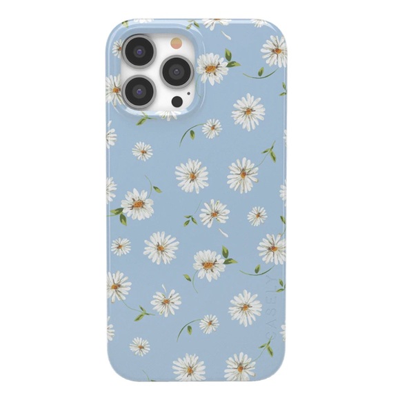 Casely Iphone 12 Pro Phone Case, Daisy Print, Light Blue Background - Picture 1 of 3